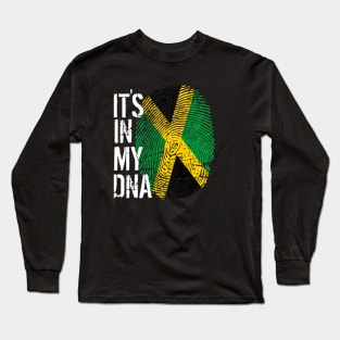 Jamaica Flag Fingerprint My Story DNA Jamaican Long Sleeve T-Shirt